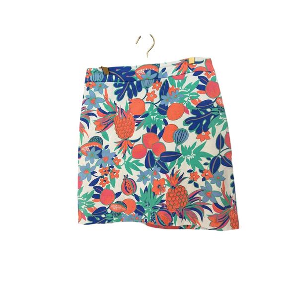 Talbots Tropical Print A‑Line Skirt White Pink Blue Green NWT Women’s 8 - Picture 2 of 7